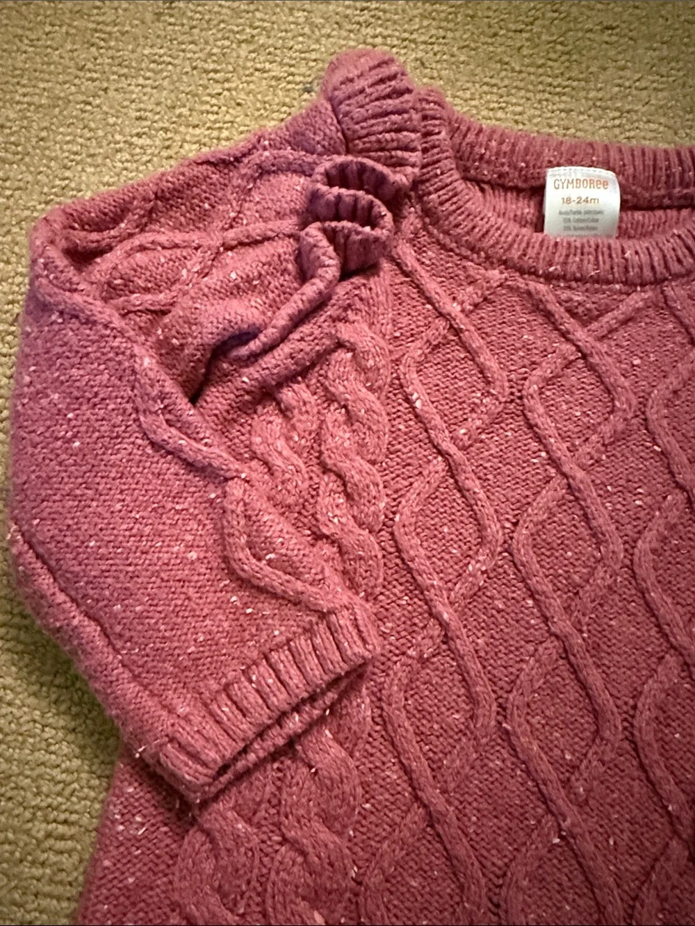 Gymboree Pink Cable-Knit Ruffle Shoulder Sweater